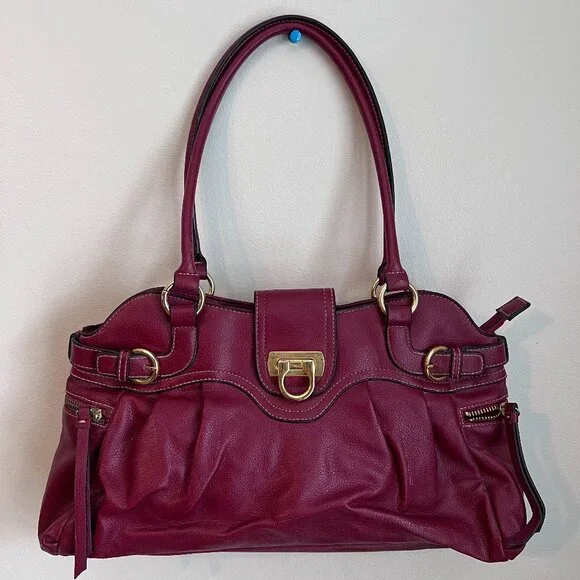 Unbranded Vintage Burgundy Vegan Leather Handbag - Picture 1 of 9